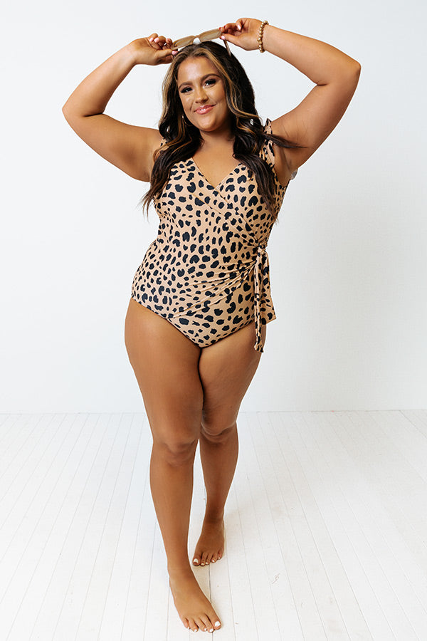 Wild Side Belted One Piece Swimsuit in Iced Mocha Leopard Curves Image - 1