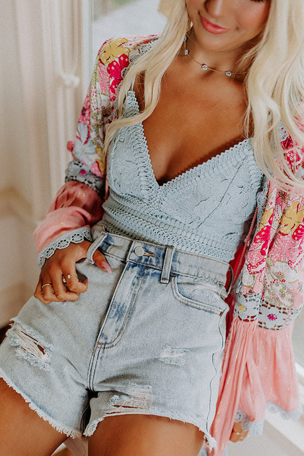 Tampa Nights Crochet Bralette In Sky Blue