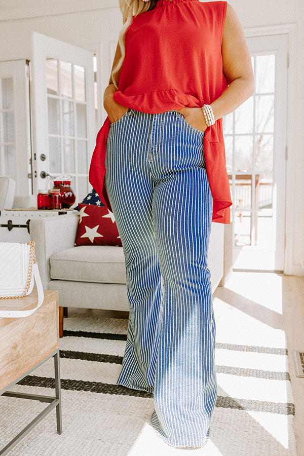 Judy Blue The Jamie High Waist Stripe Flare In Medium Wash Curves Image - 2