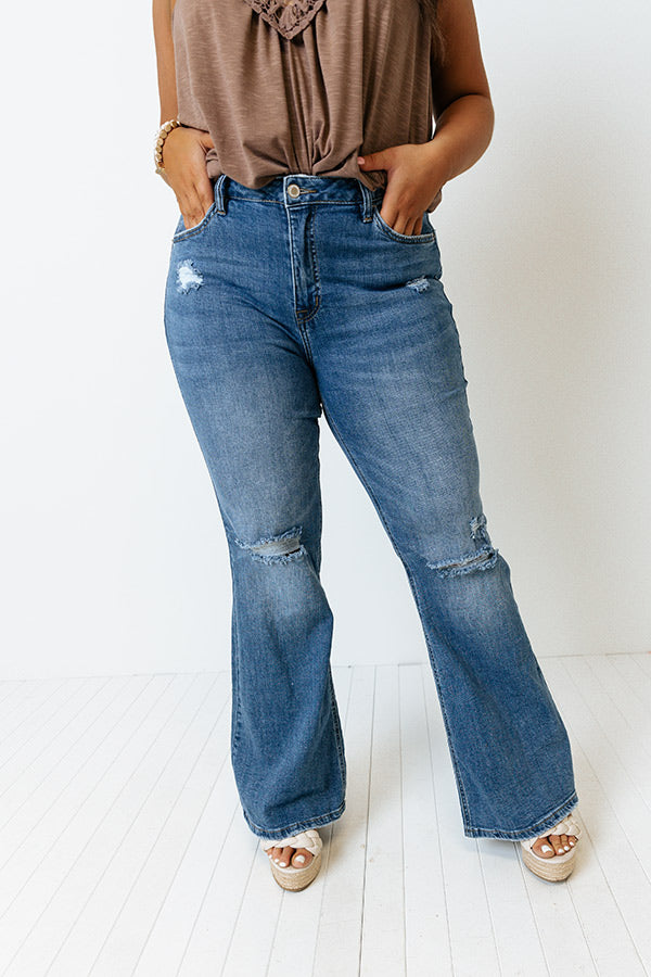 The Kelson High Waist Distressed Flare Curves