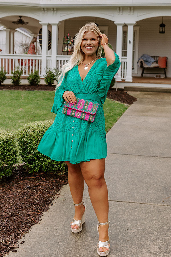 Island Beauty Lace Romper In Kelly Green Curves Image - 1