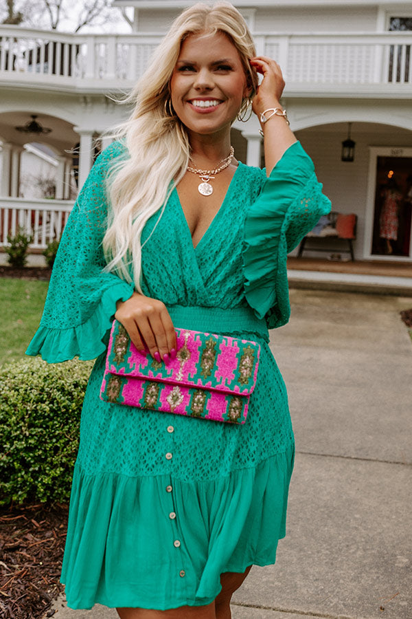 Island Beauty Lace Romper In Kelly Green Curves Image - 2