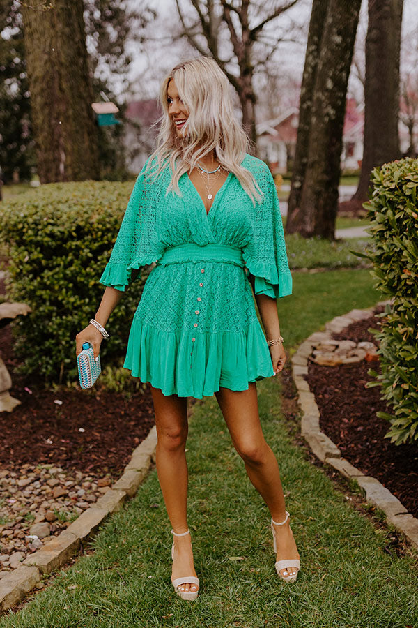Island Beauty Lace Romper In Kelly Green Image - 2