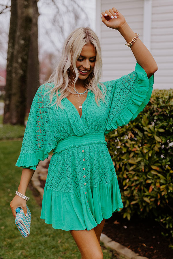 Island Beauty Lace Romper In Kelly Green Image - 1