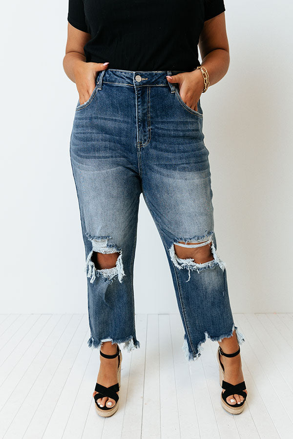 Risen The Polliana High Waist Distressed Jean in Medium Wash Curves Image - 1