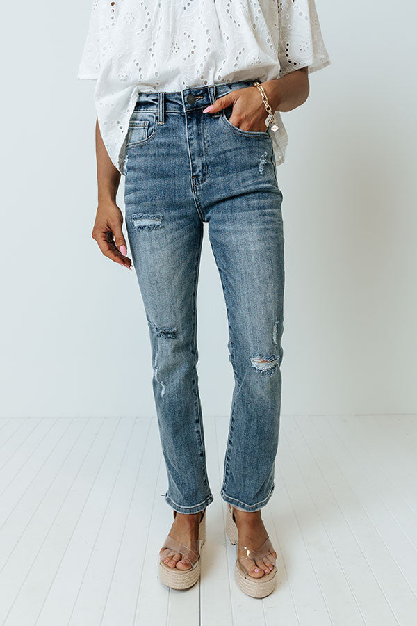 Risen The Hartlen High Waist Distressed Jean In Medium Wash Image - 1