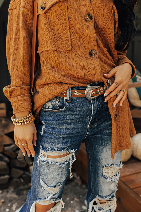 Making Grand Plans Embroidered Belt In Camel