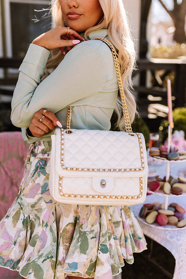Glam Or Nothing Faux Leather Crossbody In Ivory Image - 1