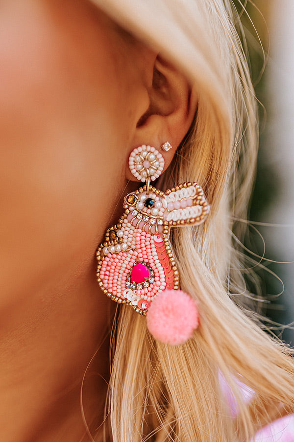 Easter Bunny Beaded Earrings Image - 2