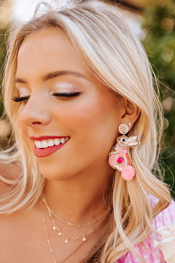 Easter Bunny Beaded Earrings Image - 1