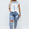 Off The Clock In Cancun Embroidered Top Curves Image - 1