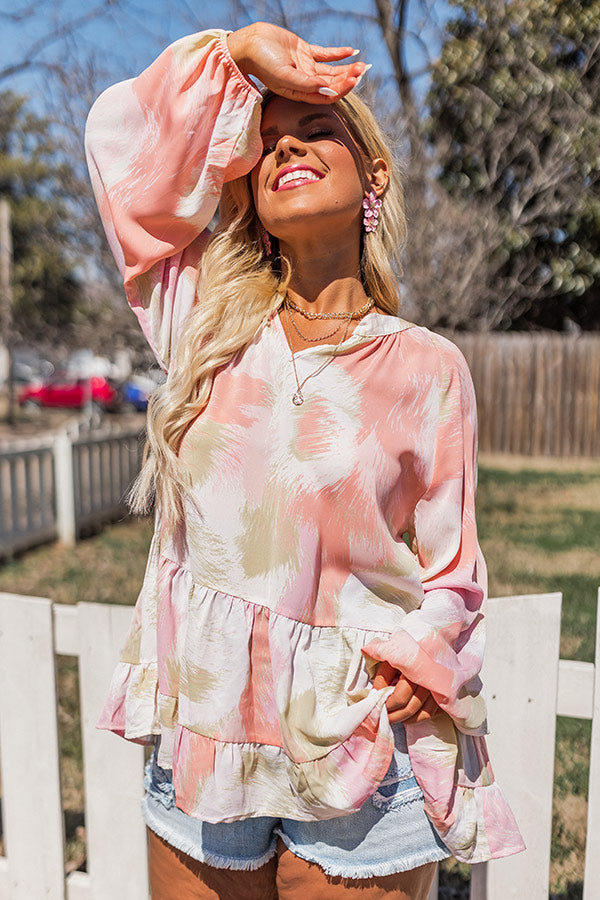 Bubbly Personality Shift Top In Peach Curves Image - 1