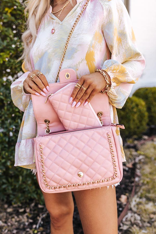 Glam Or Nothing Faux Leather Crossbody In Blush Image - 2