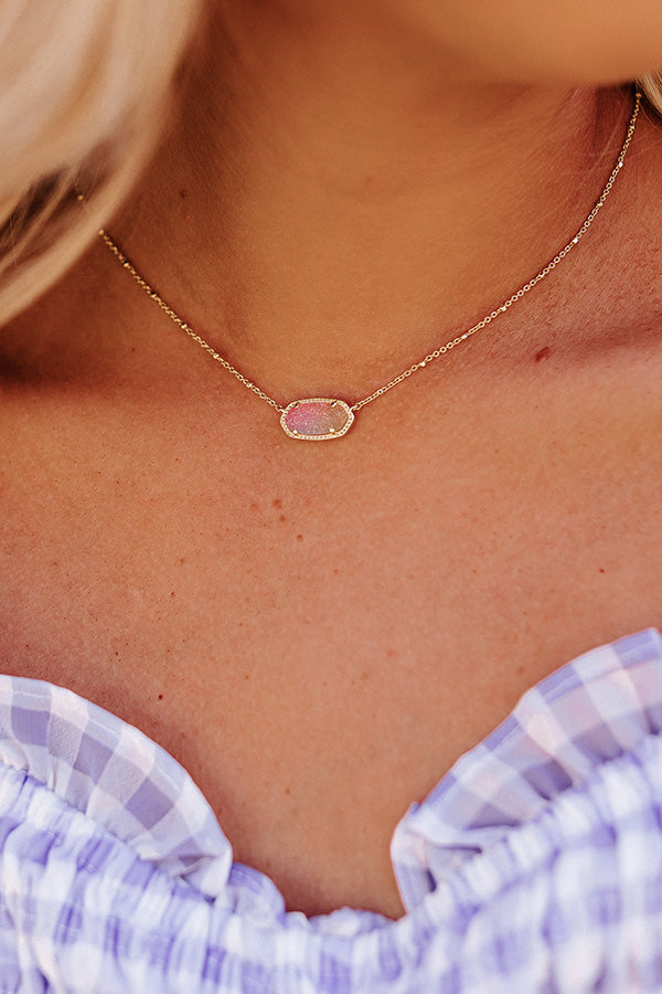 Kendra Scott Elisa Satellite Pendant Necklace In Gold Pink Watercolor Drusy Image - 2