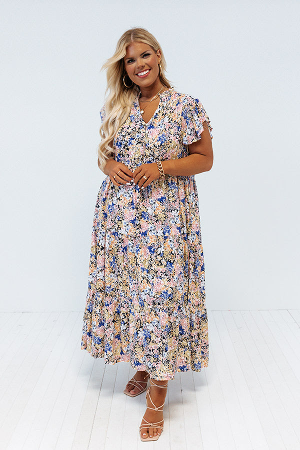 Happiest Days Floral Midi In Navy Curves Image - 2