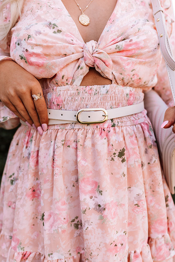 Take A Second Faux Leather Belt In Beige Image - 2