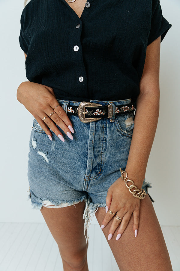 Making Grand Plans Embroidered Belt In Black