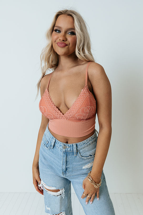 Unwind And Relax Lace Bralette In Coral Image - 1