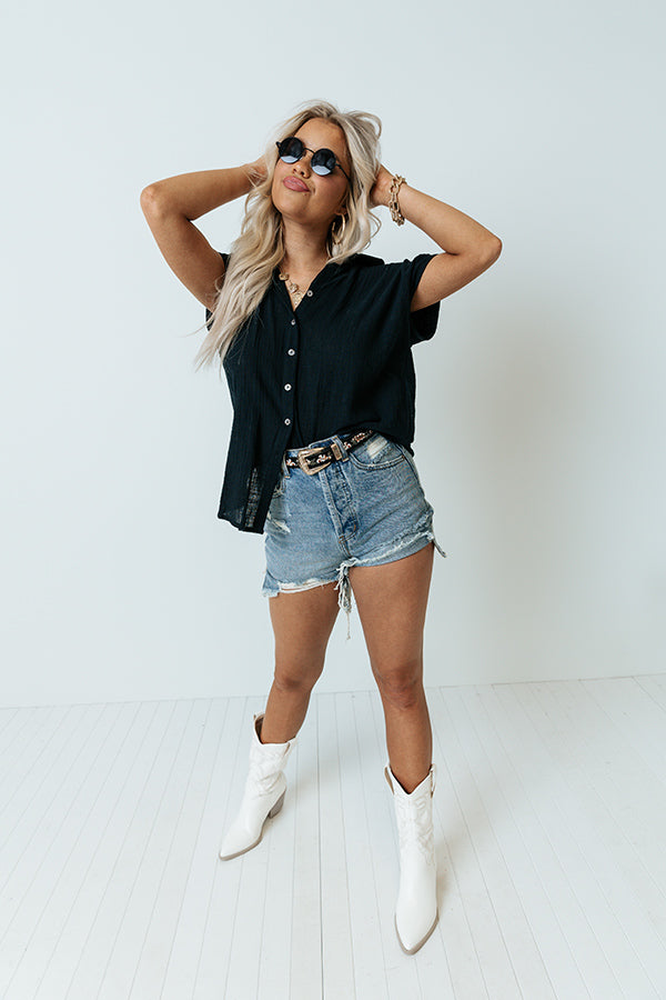 Costal Jam Button Up Top In Black Image - 2
