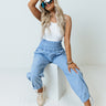 The Huxley High Waist Windbreaker Pants In Airy Blue Image - 1