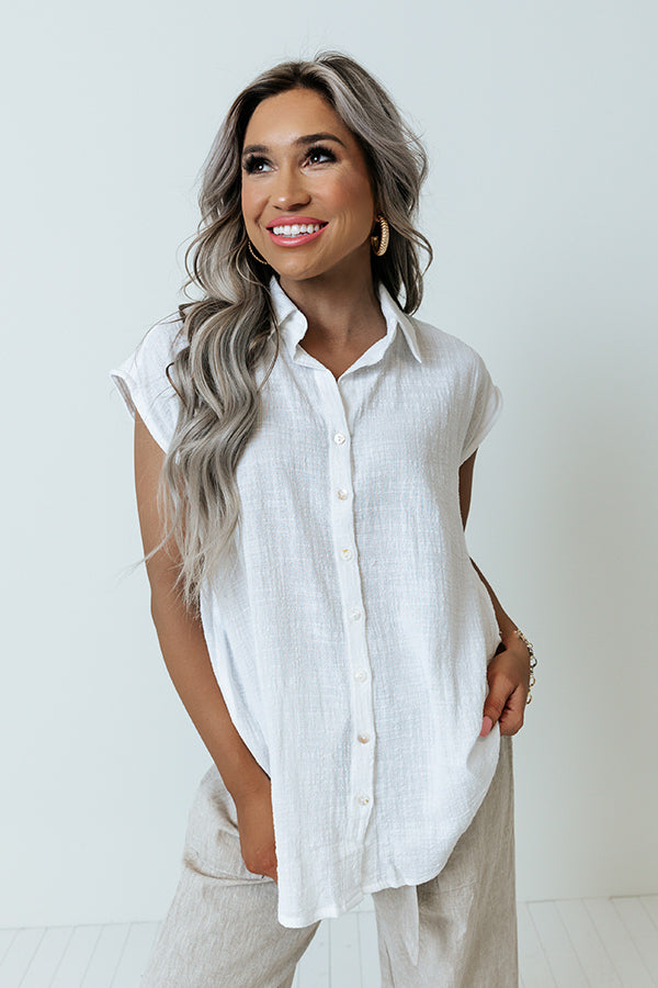 Costal Jam Button Up Top In White Image - 2