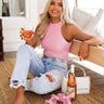 New York Grove Ribbed Top In Pink Image - 1