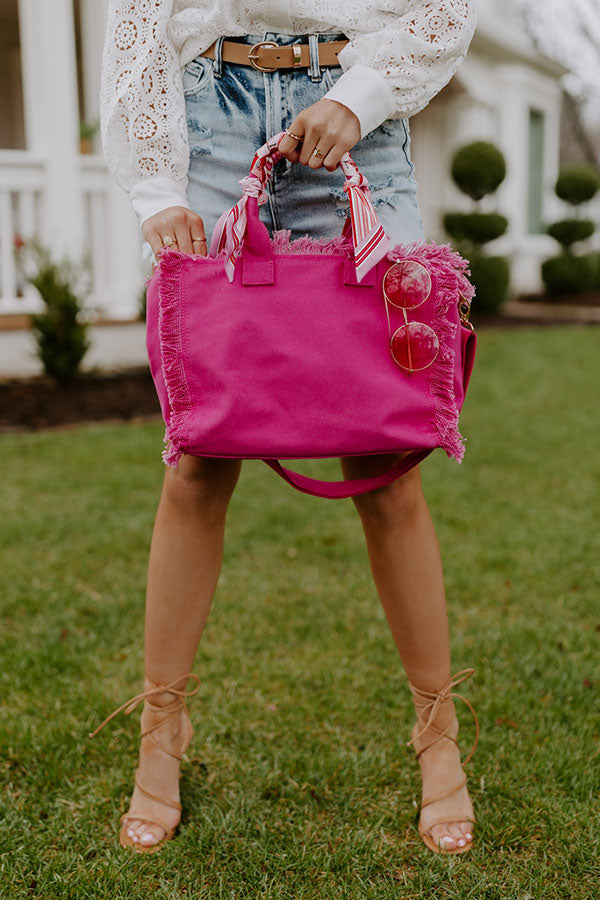 Sailing Away Canvas Tote In Hot Pink Image - 2