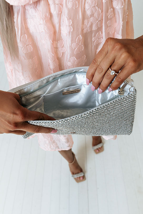 Fabulous Time Rhinestone Clutch In Silver Image - 3