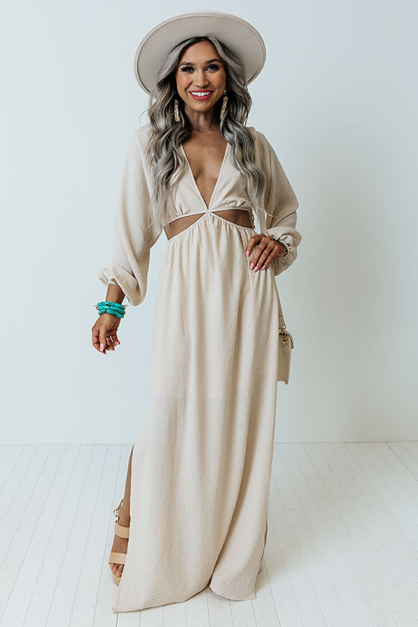 Mood Board Cut Out Maxi In Beige Image - 2