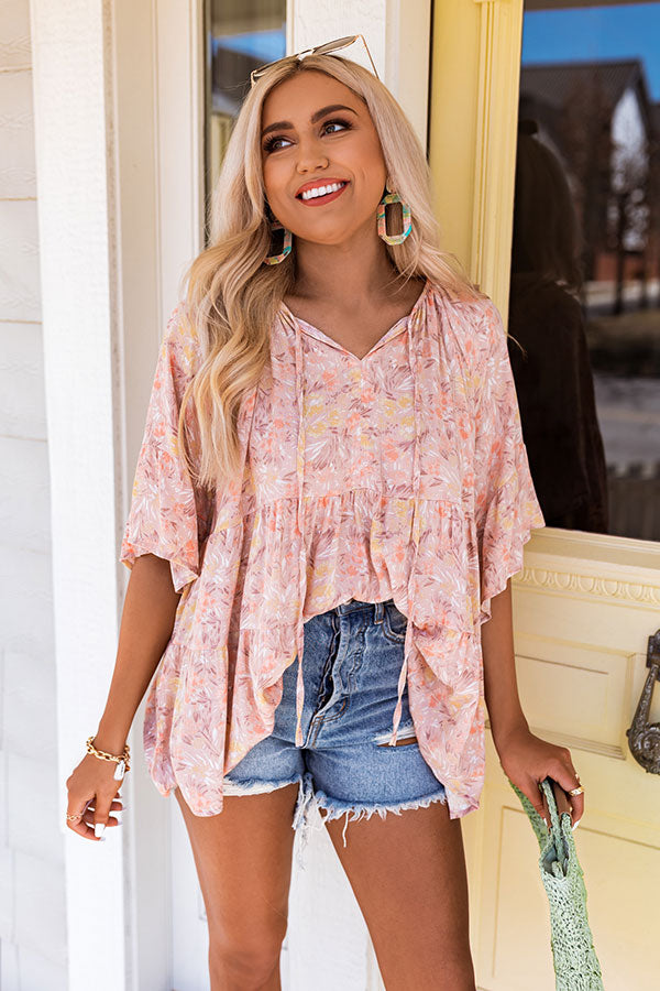 Floral Faith Shift Top In Light Latte Image - 1