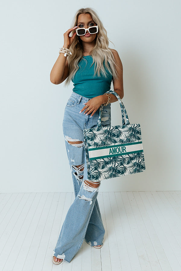 Surf And Tide Crop Tank In Teal Image - 1