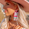 Sip By The Sea Beaded Earrings In Hot Pink Image - 1