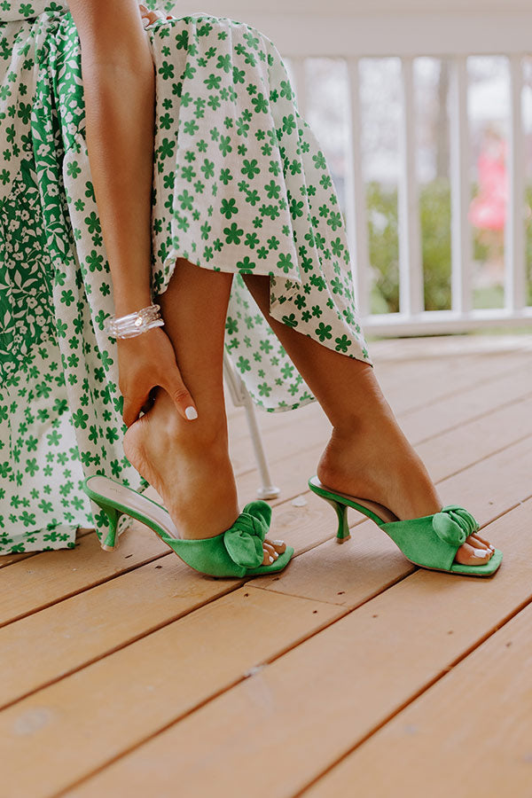 The Posha Faux Suede Heel In Green Image - 1