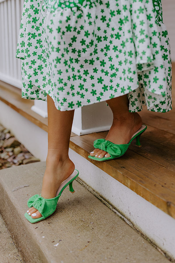The Posha Faux Suede Heel In Green Image - 2
