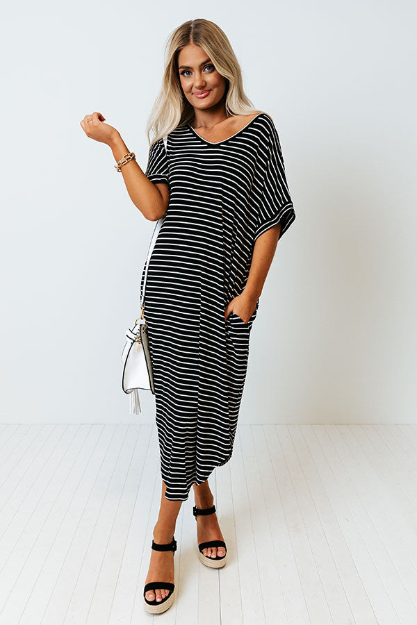 Beachside Stroll Stripe Midi In Black Image - 1