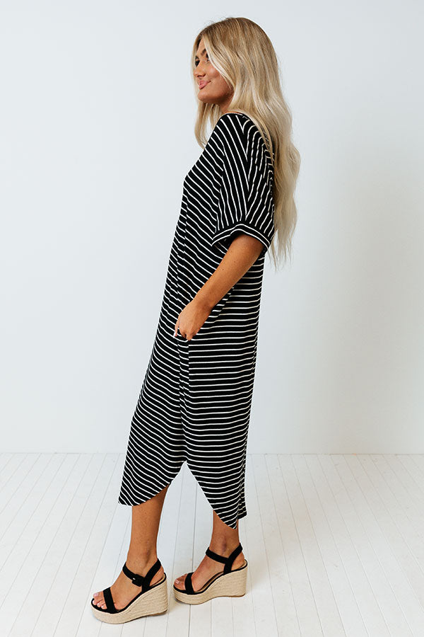 Beachside Stroll Stripe Midi In Black Image - 2
