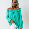Ray Of Sun Off Shoulder Top In Green Image - 1