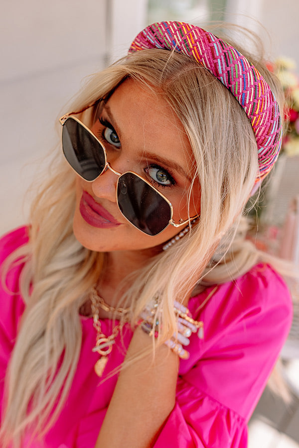 See You Around Woven Headband In Pink