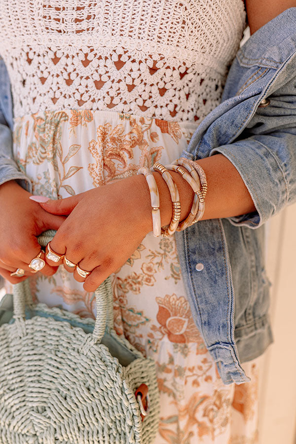 Lucky To Have You Bracelet Set In Taupe
