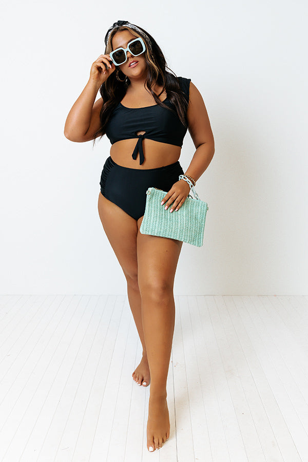 Jacuzzi Cutie Front Tie Bikini Top in Black Curves Image - 2