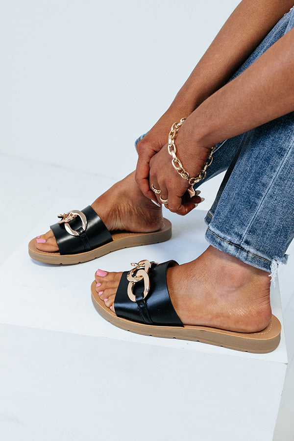 The Coston Faux Leather Sandal In Black Image - 1