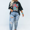 Long Live Distressed Boyfriend Tee in Black Curves Image - 1