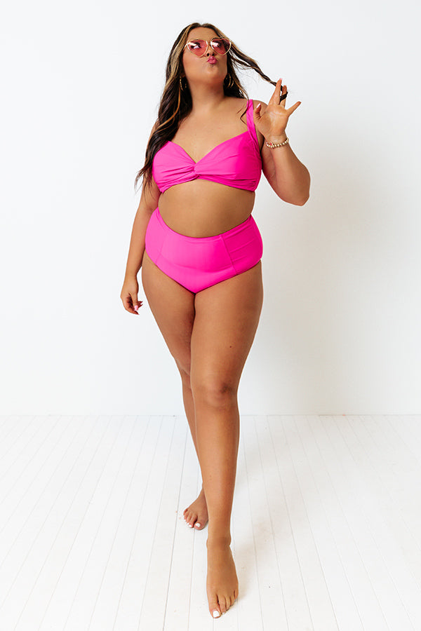 Tanning In Tulum Bikini Top in Hot Pink Curves Image - 1