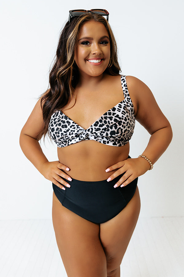 Tanning In Tulum Leopard Bikini Top in Stone Curves Image - 1