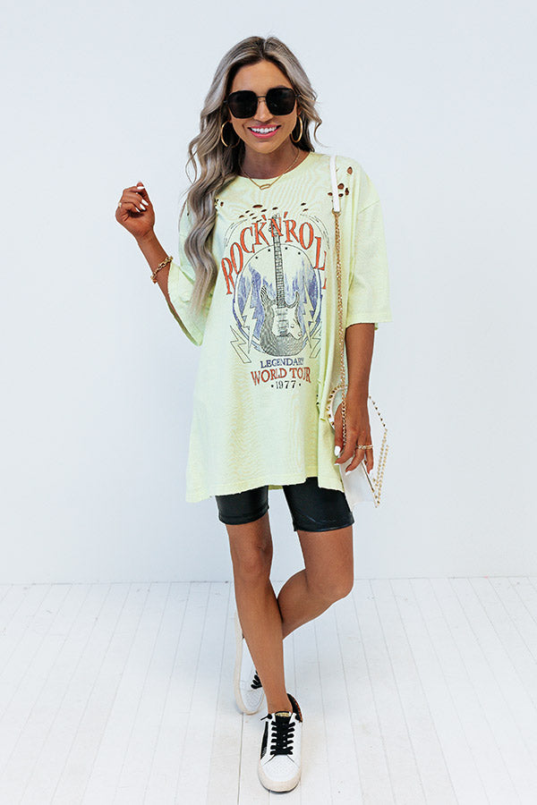 Legendary World Tour Oversized Distressed Tee In Neon Lime Image - 1