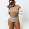 Tanning In Tulum High Waist Gingham Bikini Bottom in Black Curves Image - 1