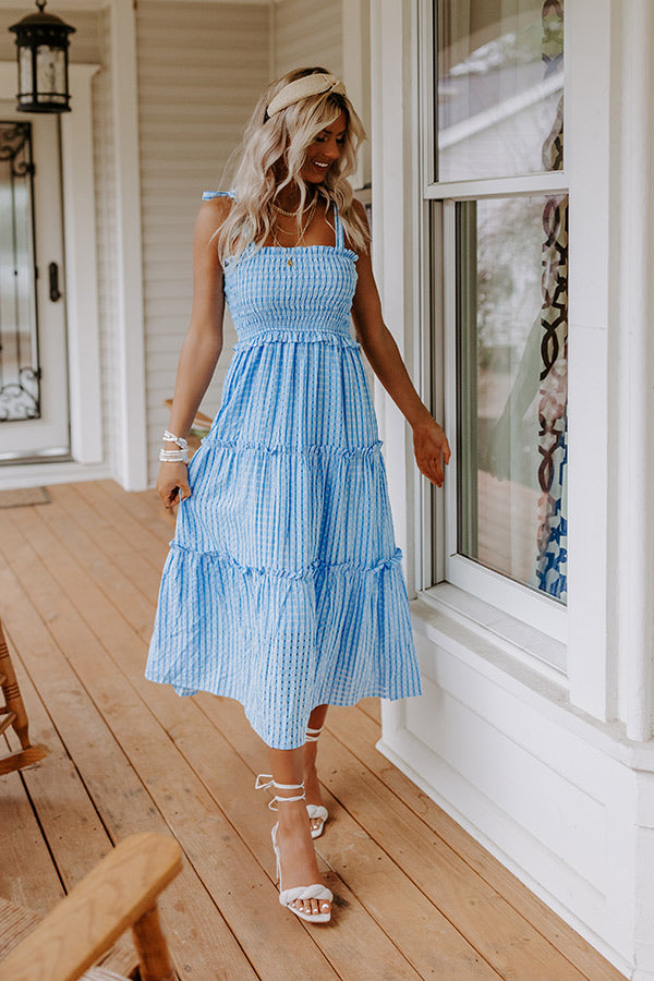 Spring Into Action Gingham Dress In Blue Image - 2
