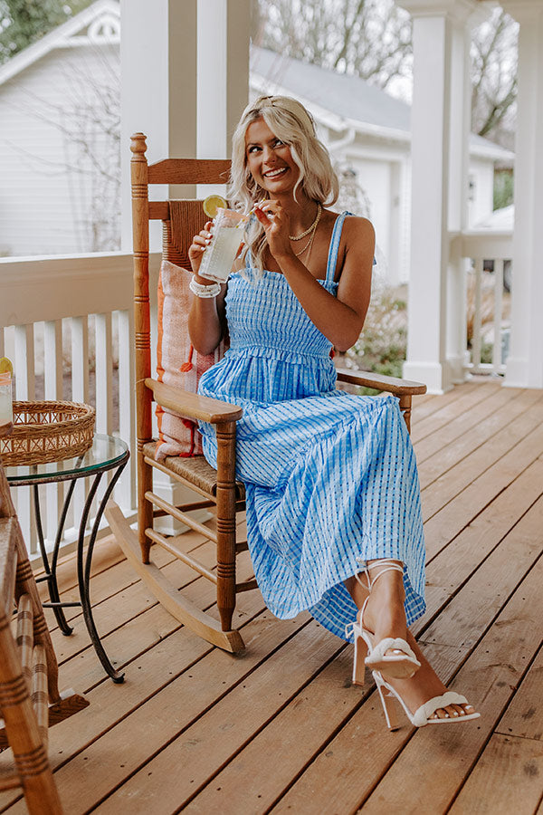 Spring Into Action Gingham Dress In Blue Image - 1