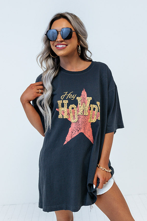 Howdy Star Vintage Graphic Oversized Tee Image - 2