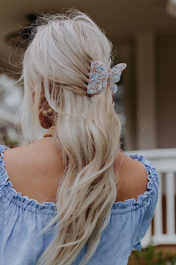 Fresh Blooms Hair Claw Clip in Ocean Blue Image - 1